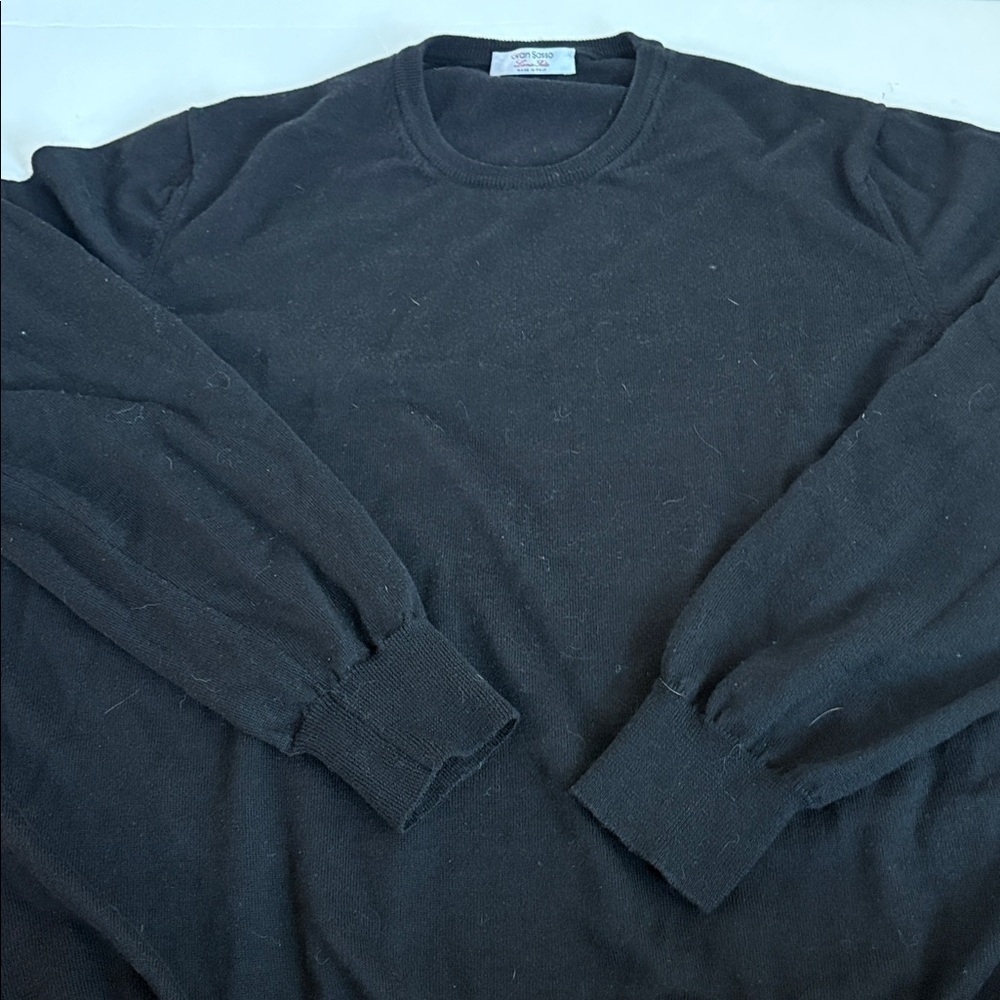 Gran Sasso Made in Italy wool silk blend black crewneck long sleeve sweater - Picture 16 of 16
